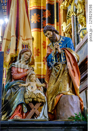 Holy Family Nativity Scene in St. Mary's Basilica, Krakow, Poland Holy Family Nativity Scene in St. Mary's Basilica, Krakow, Poland 129829198