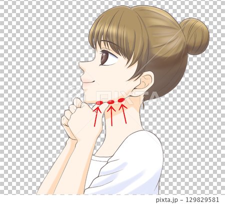 顎下線マッサージをする女性 129829581