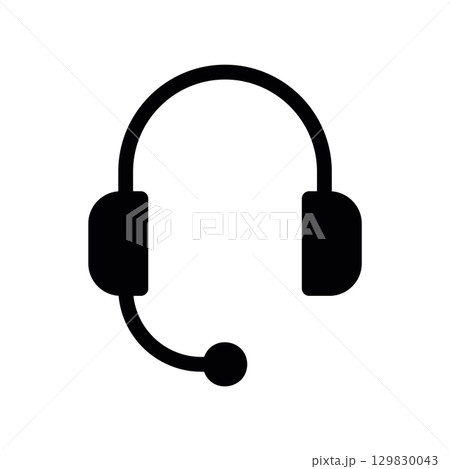 Simple black vector icon with a theme microphone headphones 129830043
