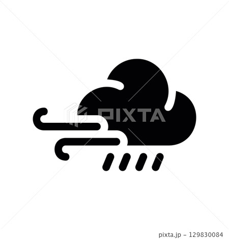 Simple black vector icon with a theme cloud, wind, rain 129830084