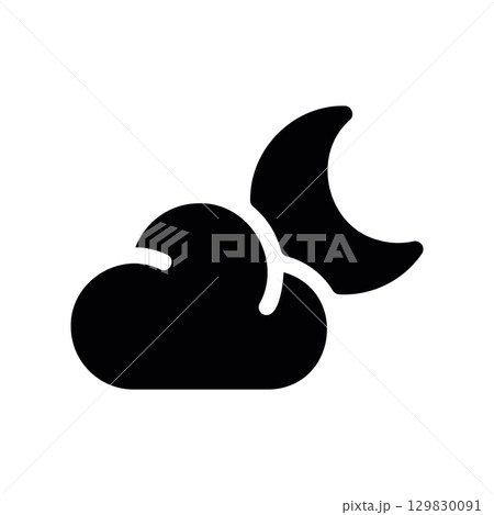 Simple black vector icon with a theme night cloudiness 129830091