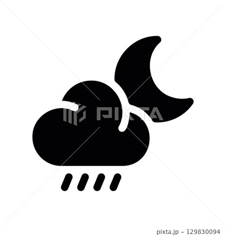 Simple black vector icon with a theme night rain 129830094