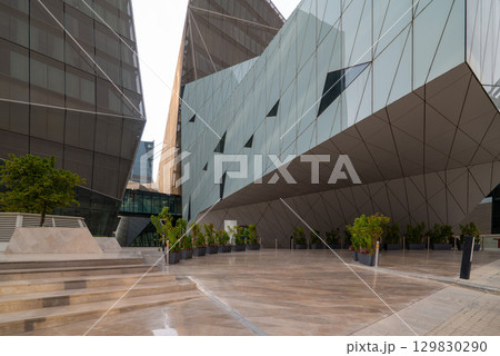 Futuristic Atrium and Glass Facade in King Abdullah Financial District, Riyadh. Futuristic Atrium and Glass Facade in King Abdullah Financial District, Riyadh. 129830290