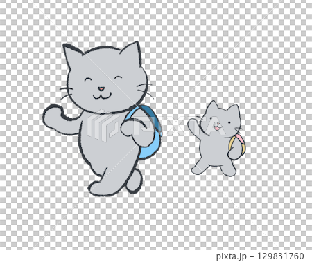 Gray cats going on a fun field trip Gray cats going on a fun field trip 129831760