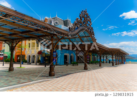 Buildings in the amusement park. Buildings in the amusement park. 129831915