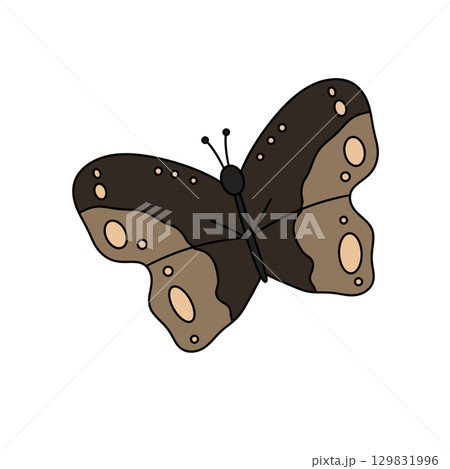 A cartoon butterfly with brown and orange spots A cartoon butterfly with brown and orange spots 129831996