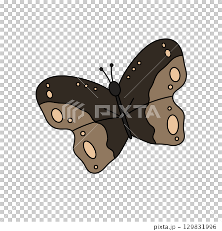 A cartoon butterfly with brown and orange spots A cartoon butterfly with brown and orange spots 129831996