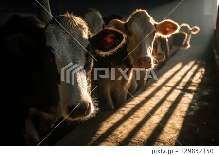 High-Tech Dairy Operation with Cows Monitored for Optimal Care and Enhanced Production Efficiency 129832150