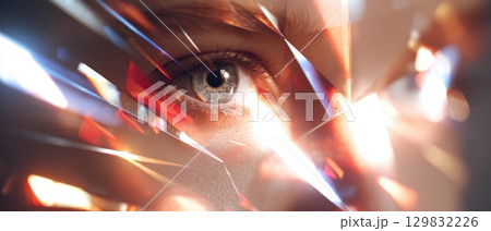 Intricate Fusion of Woman's Face with AI Inspired Elements Intricate Fusion of Woman's Face with AI Inspired Elements 129832226