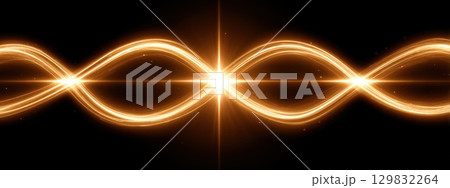 Twisting Neon Light Streaks Weaving Through Dark Background 129832264