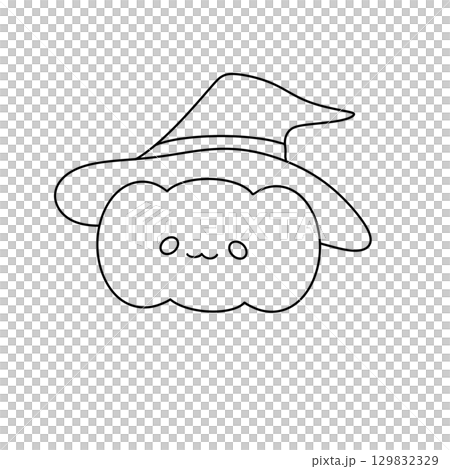A cartoon pumpkin with a hat on top 129832329