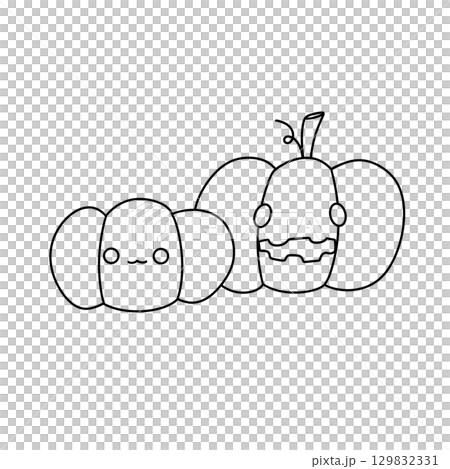 Two pumpkins with one of them having a face Two pumpkins with one of them having a face 129832331