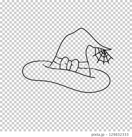 A witch's hat with a bow and a spider web on it 129832333