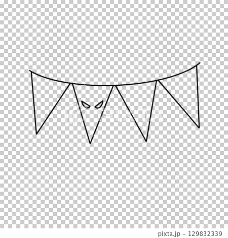 A white banner with a cartoonish face drawn on it 129832339