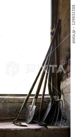Old tools in the barn 129832388