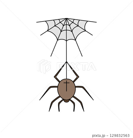 A spider is hanging from a web A spider is hanging from a web 129832563