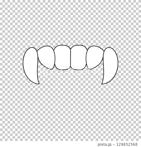 A cartoonish drawing of a vampire's teeth 129832568