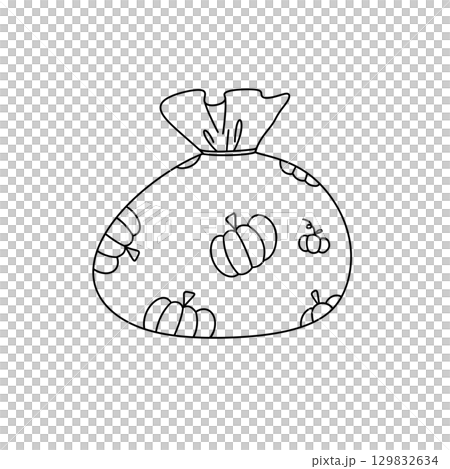 A bag with a white background and a black and orange design of pumpkins A bag with a white background and a black and orange design of pumpkins 129832634