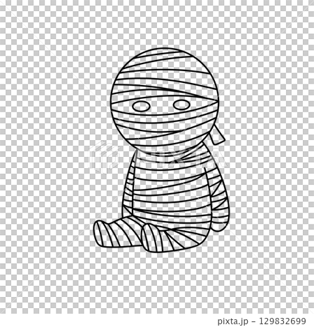 A cartoon of a mummy with a bandage around its head A cartoon of a mummy with a bandage around its head 129832699