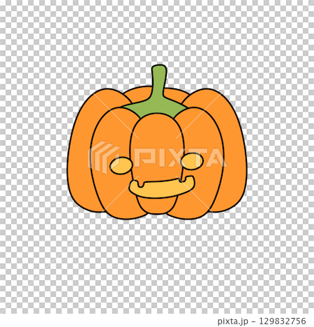 A cartoon pumpkin with a smile on its face 129832756
