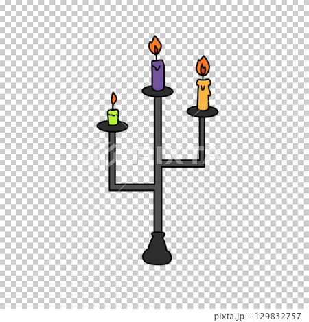 A candle holder with three candles on it 129832757