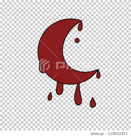 A red moon with red paint dripping from it 129832851
