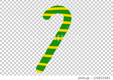 綠色和黃色條紋拐杖糖插圖 129832883