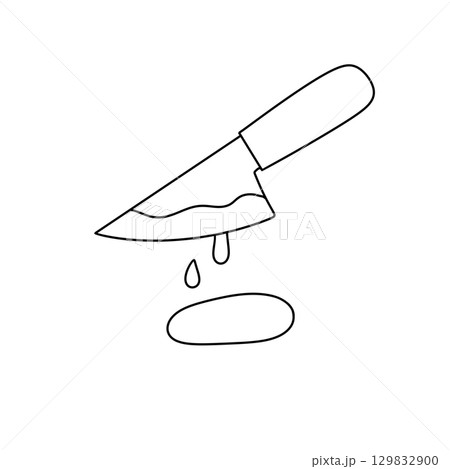 A knife with a drop of blood on it A knife with a drop of blood on it 129832900