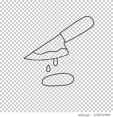 A knife with a drop of blood on it 129832900