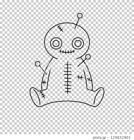 A creepy looking doll with a black face and a white body 129832901