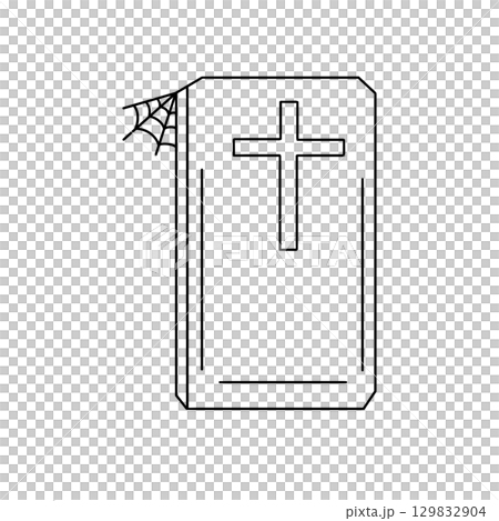 A cross is on a book with a spider web A cross is on a book with a spider web 129832904