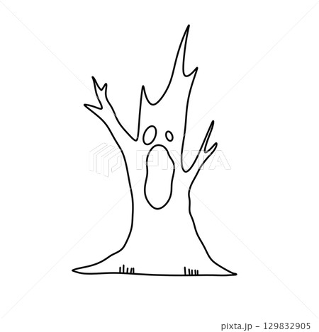 A tree with a mouth open and a scary look on its face A tree with a mouth open and a scary look on its face 129832905