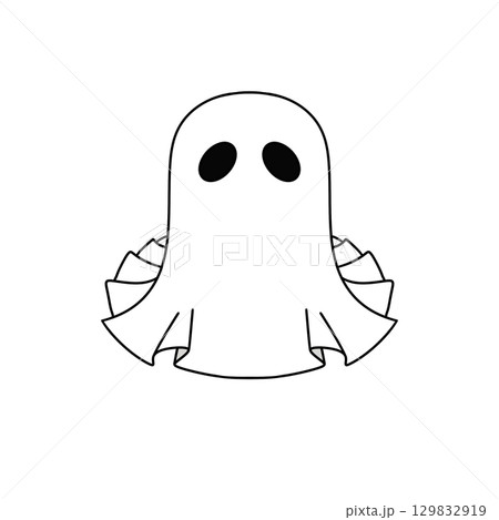 A ghostly figure with a white sheet draped over it A ghostly figure with a white sheet draped over it 129832919