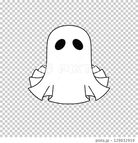 A ghostly figure with a white sheet draped over it A ghostly figure with a white sheet draped over it 129832919