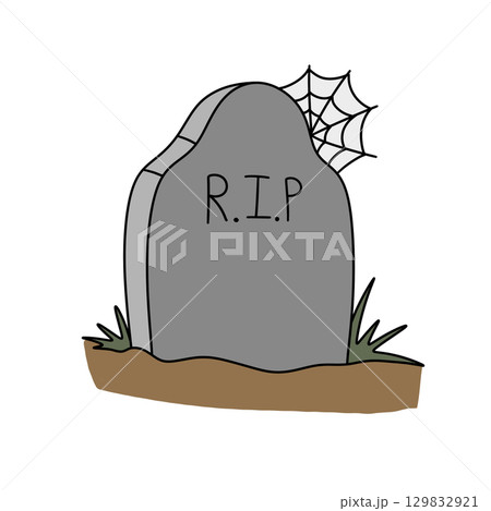 A gravestone with a spider web on top and the word RIP written on it A gravestone with a spider web on top and the word RIP written on it 129832921