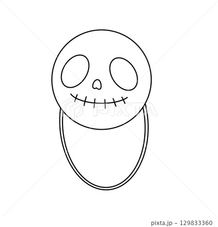 A cartoonish face with a skull and a smile 129833360