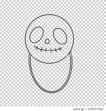 A cartoonish face with a skull and a smile 129833360
