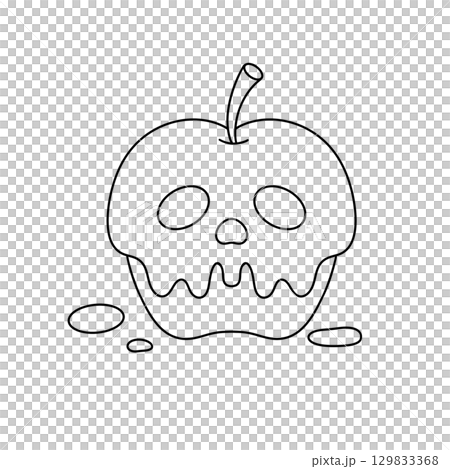 A skull is drawn on top of a sliced apple A skull is drawn on top of a sliced apple 129833368