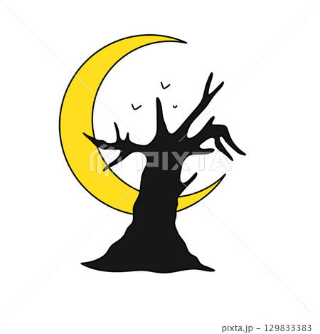 A tree with a moon in the background 129833383
