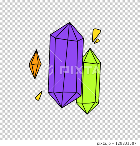 A drawing of purple and green crystals 129833387