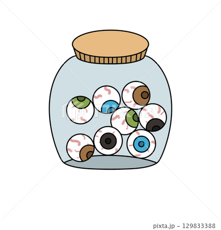 A jar full of eyeballs with a lid on top A jar full of eyeballs with a lid on top 129833388