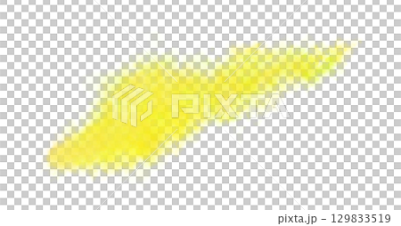 Yellow exhaust smoke cloud isolated on transparent background for use in vehicle emissions, pollution or environmental visuals 129833519