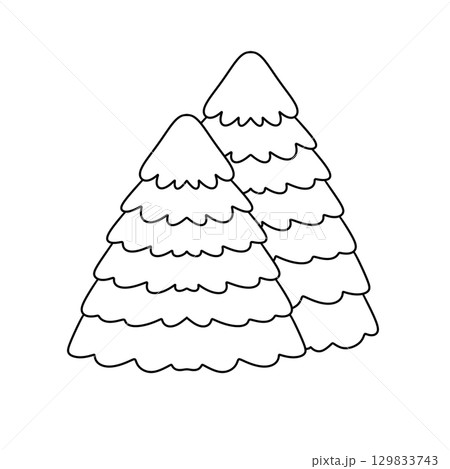 Two trees with many branches and a white background 129833743