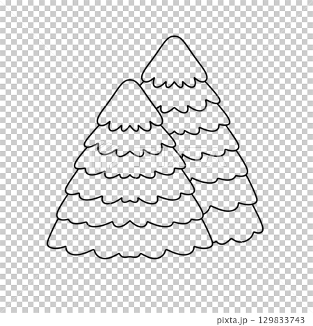 Two trees with many branches and a white background 129833743