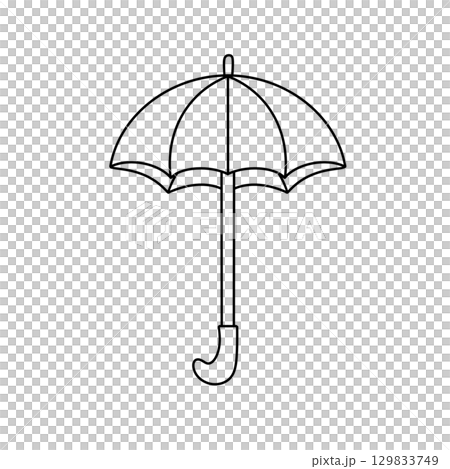 A white umbrella with a black handle 129833749