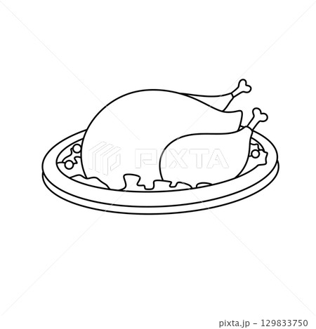 A white plate with a piece of meat on it 129833750