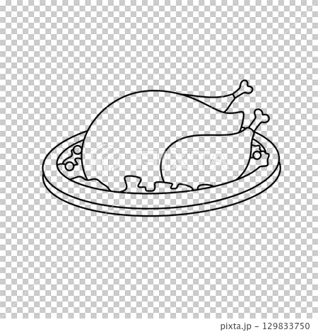 A white plate with a piece of meat on it 129833750