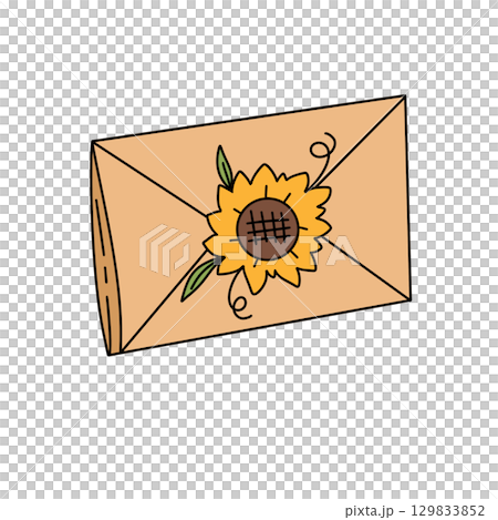 A yellow envelope with a sunflower on it A yellow envelope with a sunflower on it 129833852