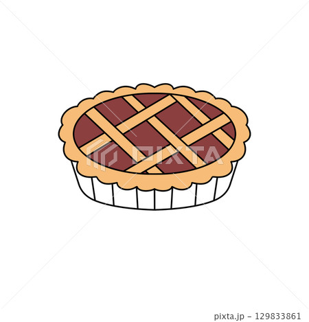 A pie with a lattice crust and a red filling A pie with a lattice crust and a red filling 129833861