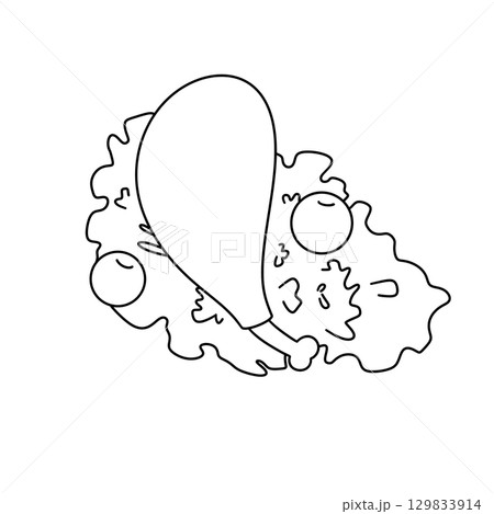 A drawing of a chicken leg with a bunch of food on it A drawing of a chicken leg with a bunch of food on it 129833914